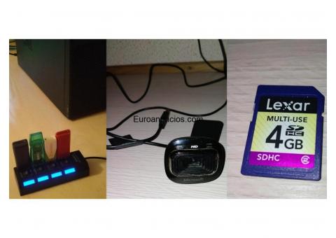 Hub  4  usb , webcam  y  tarjeta  4  gb  20  €