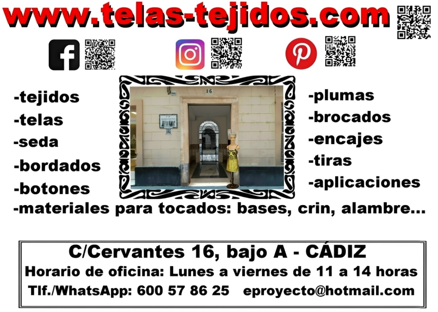 Liquidación de telas y tejidos por jubilación:rebajas -50%